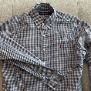 Ralph Lauren Men's Navy and White Gingham Shirt